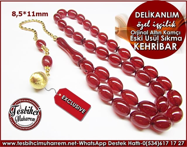 Özel İşçilik Altın Püskül Eski Usül Kehribar Tesbih Delikanlım 