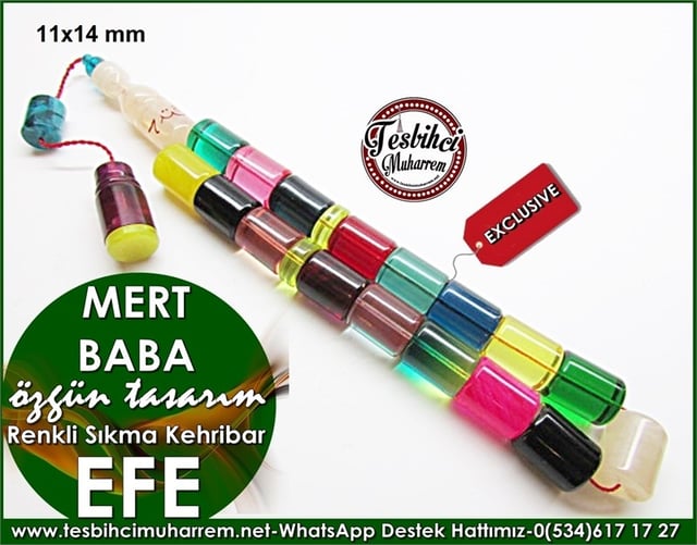 Özel İşçilik Curcumix Renkli Kehribar Tesbih Efe Mert Baba 
