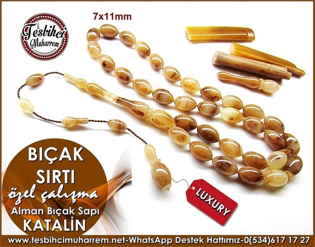 Özel İşçilik Eski Alman Bıçak Sapından Katalin Tesbih Bıçak Sırtı