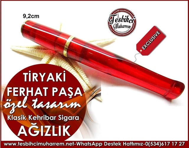 Özel İşçilik Kan Kırmızısı Klasik Ateş Kehribar Ağızlık Halil Paşa