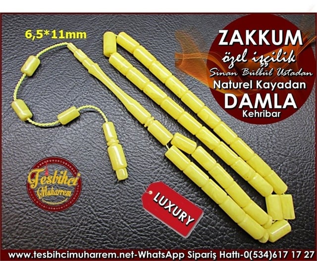 Sinan Bülbül Ustadan Üst Düzey İşçilik Kesme Damla Kehribar Tesbih Zakkum