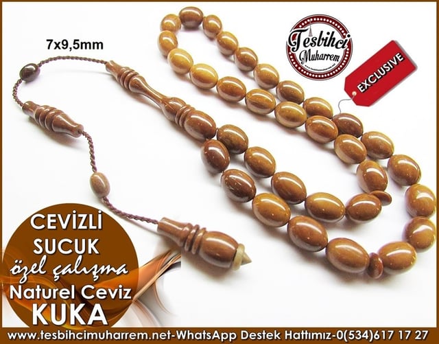 Özel İşçilik Naturel Kuka Cevizi Tesbih Cevizli Sucuk 