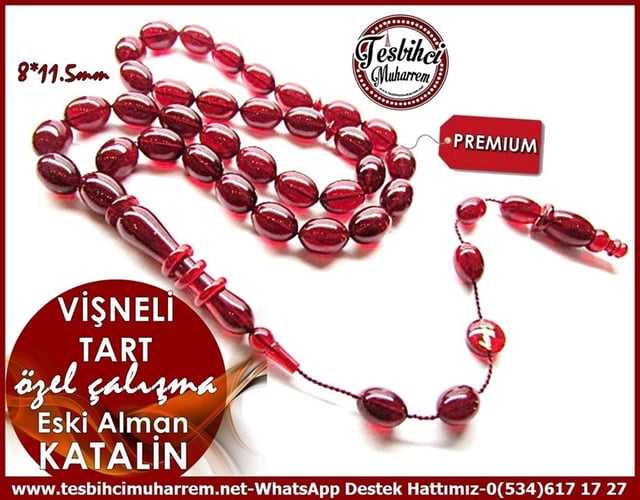 Özel Premium Çalışma Damarlı Vişne Eski Alman Katalin Tesbih Vişneli Tart