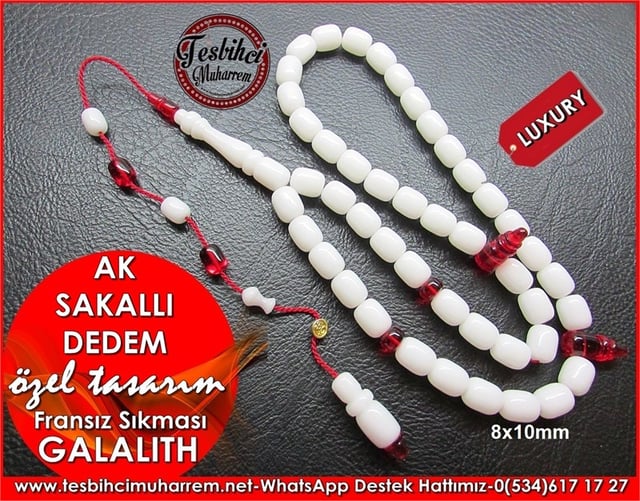 Özel Tasarım 45 lik Eşsiz Galalith Tesbih Ak Sakallı Dedem 