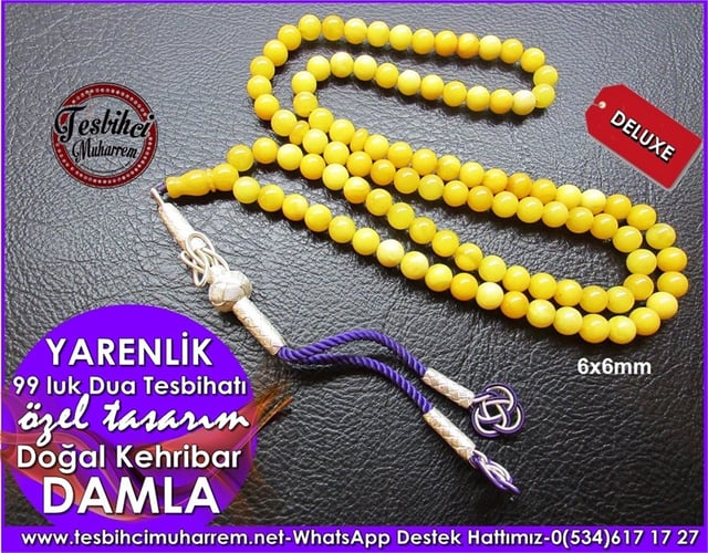 Özel Tasarım 99 luk Baltık Damla Kehribar Yarenlik Dua Tesbihatı 