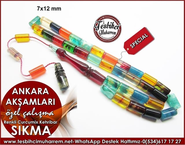 Özel Tasarım Kesme Curcumix Sıkma Kehribar Tesbih Ankara Akşamları  