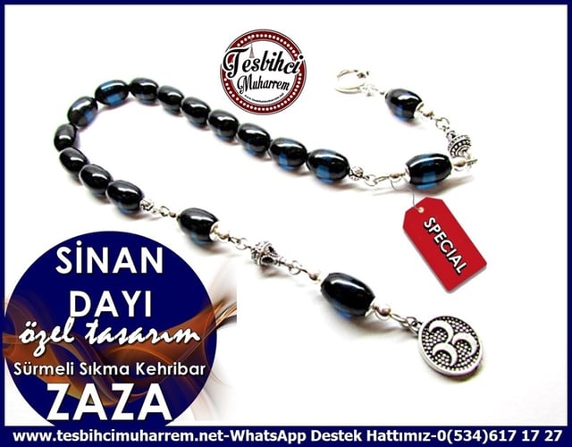 Özel Tasarım Sürmeli Sıkma Kehribar Zaza Tesbih Sinan Dayı