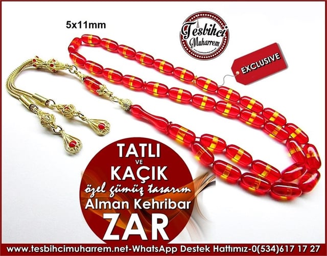 Özgün Gümüş Tasarım Double Zar Kehribar Tesbih Tatlı Ve Kaçık 