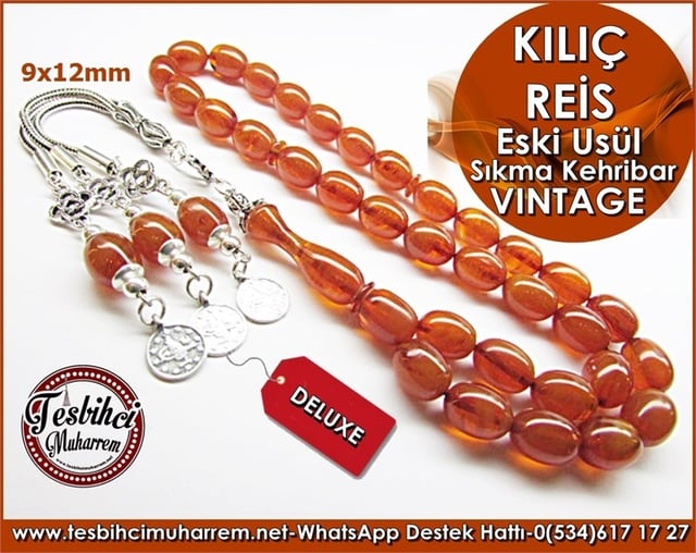 Özgün Gümüs Tasarım Osmanlı Benzetmesi Eskitme Vintage Sıkma Kehribar Tesbih Kılıç Reis