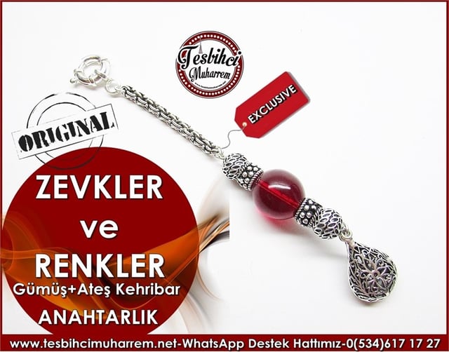 Özgün Gümüş Tasarım Özel Çalışma Ateş Kehribar Anahtarlık Zevkler ve Renkler