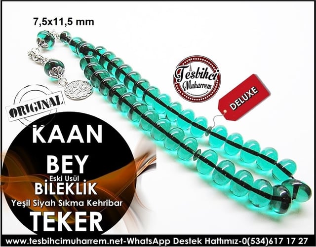 Özgün Tasarım Bileklik Tekersel Yeşil Sıkma Kehribar Tesbih Kaan Bey