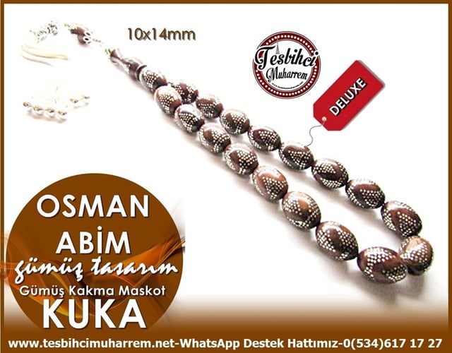 Piramit Model Bileklik Gümüş Çakma Doğal Kuka Cevizi Makot Tesbih Osman Abim