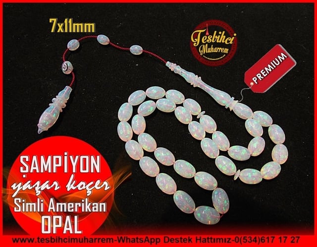 Katalin Ve Bağa TesbihlerTM11023Premium Amerikan Opal Tesbih Özel Gömme Kutusunda Simli Beyaz Şampiyon Premium Amerikan Opal Tesbih Özel Gömme Kutusunda Simli Beyaz Şampiyon 