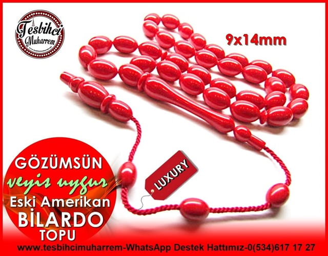 Profesyonel Çalışma Mercan Kırmızısı Amerikan Bilardo Topu Tesbih Gözümsün