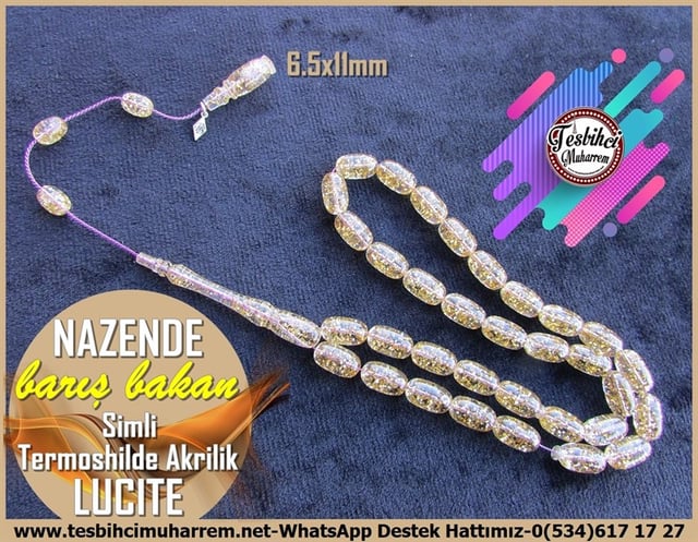 Lucite-Uçak Camı-Flexiglass-Amberoit TesbihlerTM12183Profesyonel Çalışma Simli Varaklı Termoshilde Akrilik Lucite Tesbih Nazende  Profesyonel Çalışma Simli Varaklı Termoshilde Akrilik Lucite Tesbih Nazende  