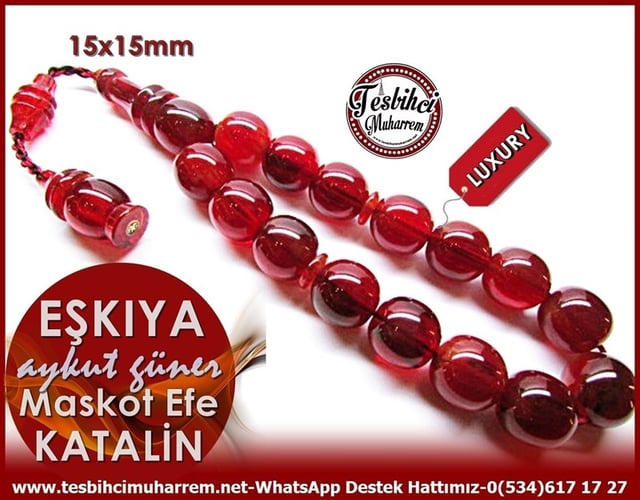 Profesyonel Çalışma Vişne Ton Osmanlı Model Cam Göbeği Maskot Katalin Tesbih Kurt Eşkıya