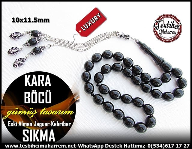 Siyah Kehribar TesbihlerTM11178Sıkma Kehribar Tesbih Gümüş Tasarım Eski Alman Siyah Jaguar Kara Böcü Sıkma Kehribar Tesbih Gümüş Tasarım Eski Alman Siyah Jaguar Kara Böcü 