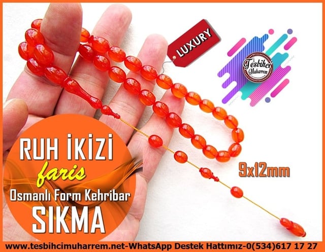 Turuncu Kehribar TesbihlerTM11947Sıkma Kehribar Tesbih Osmanlı Form Damarlı Fıçı Kesim Ruh İkiziSıkma Kehribar Tesbih Osmanlı Form Damarlı Fıçı Kesim Ruh İkizi