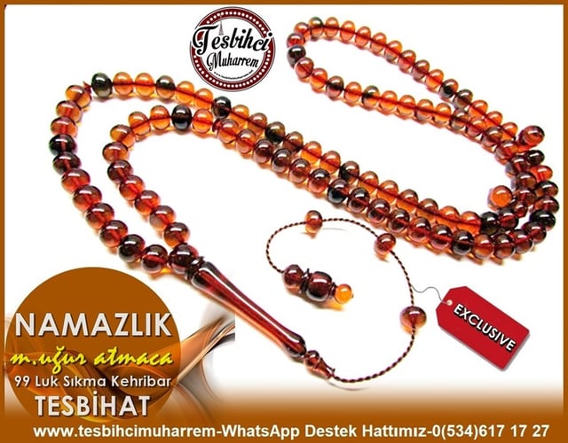 SIKMA KEHRİBARI TESBİH 8x9.5 mm 99 luk ORMAN YEŞİLİ TESBİHAT