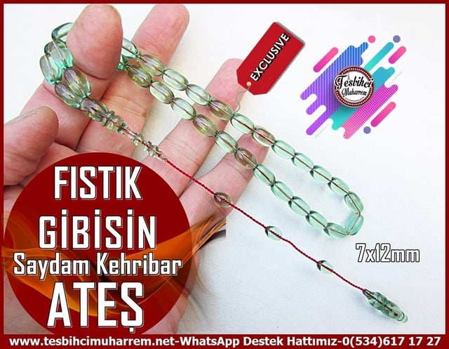 Yeşil Ton TesbihlerTM12150Sıralı Sistem Kapsül Kesim Saydam Yeşil Ateş Kehribar Tesbih Fıstık Gibisin Sıralı Sistem Kapsül Kesim Saydam Yeşil Ateş Kehribar Tesbih Fıstık Gibisin 
