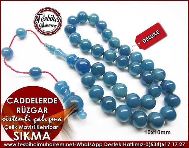 Sistemli Çalışma Çelik Mavi Kehribar Tesbih Caddelerde Rüzgar