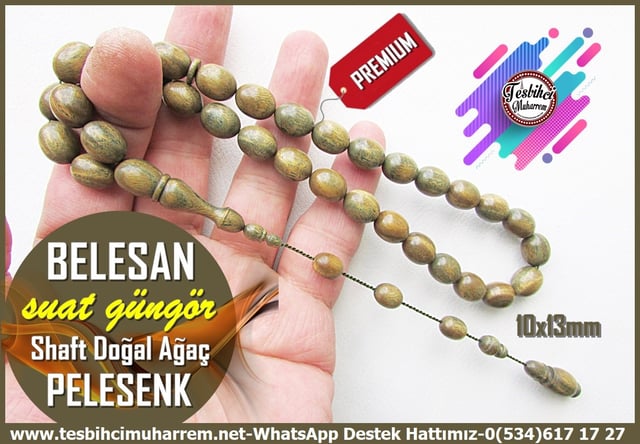 Pelesenk Ağacı TesbihlerTM14262Suat Güngör Usta Tornası | Lifsiz Tertemiz Sırçalı Kuka Tespih I Doğal Premium Çalışma Sırçalı Köşk TesbihYeşil Şaft Pelesenk Tespih I Doğal Ağaç Premium Çalışma Belesan Tesbih