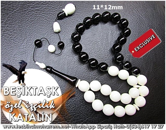 Taraftari Özel İşçilik Siyah Beyaz Sentezi Old Katalin Tesbih Beşiktaşk
