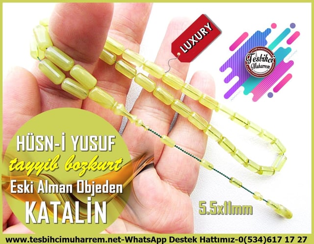 Katalin Ve Bağa TesbihlerTM13732Tayyib Bozkurt Usta El İşçiliği Premium Tespih | Katalin, Eski Alman Antika Objeden, Fıstık Yeşil, Kapsül Model 