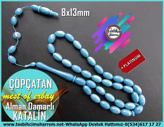 Katalin Ve Bağa TesbihlerTM11700Tesbih Alman Katalin Mavi Damarlı Badem Kesim Özel Çalışma ÇöpçatanTesbih Alman Katalin Mavi Damarlı Badem Kesim Özel Çalışma Çöpçatan