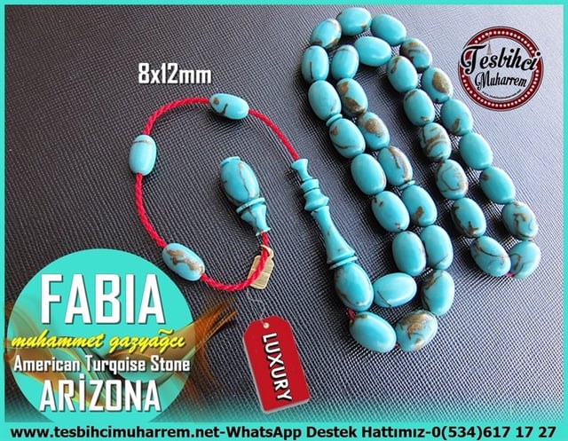 Turkuaz Firuze Taş TesbihlerTM11311Tesbih Arizona American Turqoise Stone Rosary FabiaTesbih Arizona American Turqoise Stone Rosary Fabia