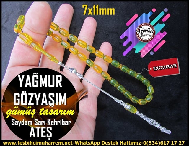 Sarı Ton TesbihlerTM11737Tesbih Ateş Kehribar Bal Sarısı Kapsül Kesim Gümüş Püsküllü Yağmur GözyaşımTesbih Ateş Kehribar Bal Sarısı Kapsül Kesim Gümüş Püsküllü Yağmur Gözyaşım
