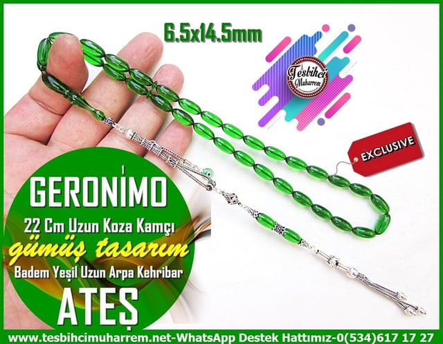 Yeşil Ton TesbihlerTM11744Tesbih Ateş Kehribar Fıstıki Yeşil Badem Uzun Arpa Uzun Kamçı  Gümüş Püsküllü Geronimo Tesbih Ateş Kehribar Fıstıki Yeşil Badem Uzun Arpa Uzun Kamçı  Gümüş Püsküllü Geronimo 