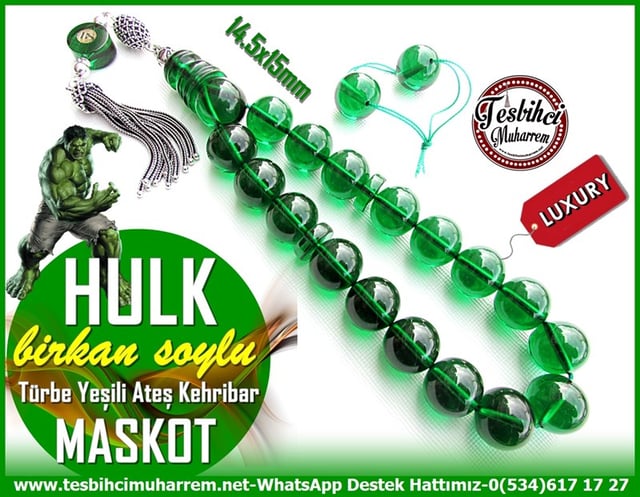 Maskot,Bileklik,Can-ı Gönül TesbihlerTM11559Tesbih Ateş Kehribar Havşalı Eski Usül Maskot Efe Bileklik Boy Türbe Yeşili Küre Kesim Hulk Tesbih Ateş Kehribar Havşalı Eski Usül Maskot Efe Bileklik Boy Türbe Yeşili Küre Kesim Hulk 