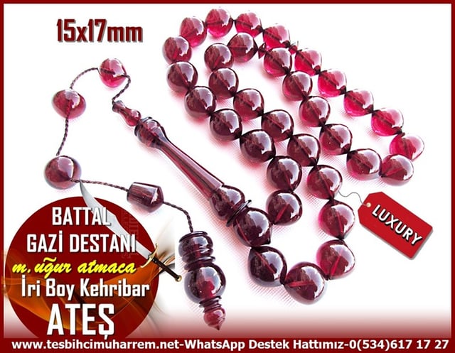 Bordo Vişne Ton TesbihlerTM11472Tesbih Ateş Kehribar Sığırcık Kesim İri Boy Kallavi Vişne Ton Battal Gazi DestanıTesbih Ateş Kehribar Sığırcık Kesim İri Boy Kallavi Vişne Ton Battal Gazi Destanı