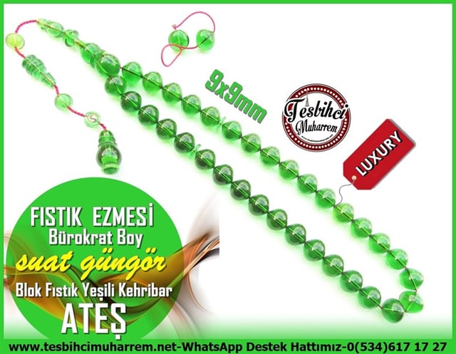 Yeşil Ton TesbihlerTM11608Tesbih Blok Ateş Kehribar Fıstık Yeşili Bürokrat Boy Fıstık Ezmesi Tesbih Blok Ateş Kehribar Fıstık Yeşili Bürokrat Boy Fıstık Ezmesi 