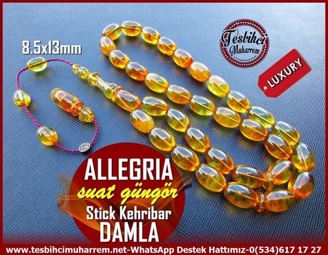  Damla Kehribar TesbihlerTM11387Tesbih Damla Kehribar Badem Kesim Ukrayna Stick Renkli Allegria Tesbih Damla Kehribar Badem Kesim Ukrayna Stick Renkli Allegria 