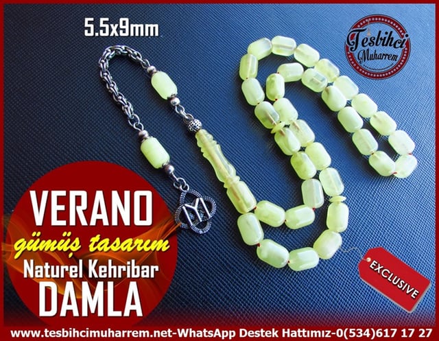  Damla Kehribar TesbihlerTM11357Tesbih Damla Kehribar Gümüş Tasarım Kadife Kapsül Kesim Limoni VeranoTesbih Damla Kehribar Gümüş Tasarım Kadife Kapsül Kesim Limoni Verano