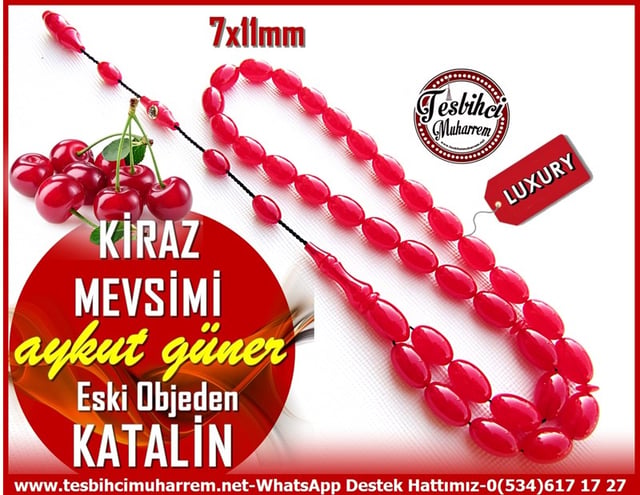 Katalin Ve Bağa TesbihlerTM11420Tesbih Katalin Eski Objeden Vişne Ton Kadife Beyzi Kesim Kiraz MevsimiTesbih Katalin Eski Objeden Vişne Ton Kadife Beyzi Kesim Kiraz Mevsimi