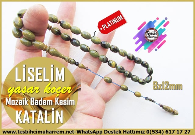 Katalin Ve Bağa TesbihlerTM11979Tesbih Katalin Mavi Tonlar Damarlı Badem Kesim LiselimTesbih Katalin Mavi Tonlar Damarlı Badem Kesim Liselim