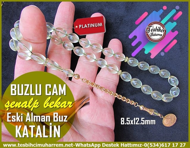 Katalin Ve Bağa TesbihlerTM11896Tesbih Katalin Saydam Buz Beyazı Beyzi Kesim Altın Püsküllü Buzlu Cam Tesbih Katalin Saydam Buz Beyazı Beyzi Kesim Altın Püsküllü Buzlu Cam 