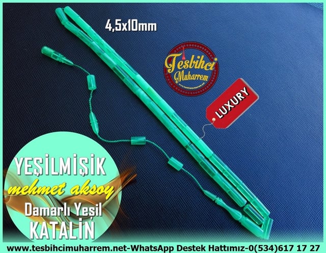 Katalin Ve Bağa TesbihlerTM11382Tesbih Katalin Yeşil Damarlı Kesme YeşilmişikTesbih Katalin Yeşil Damarlı Kesme Yeşilmişik