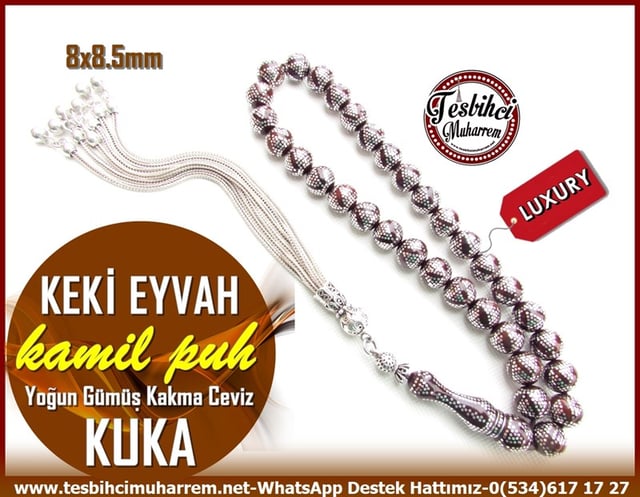 Kuka Ağacı TesbihlerTM11591Tesbih Kuka Profesyonel Yoğun Gümüş Çakım Gümüş Püskül Antibakteriyel Keki Eyvah Tesbih Kuka Profesyonel Yoğun Gümüş Çakım Gümüş Püskül Antibakteriyel Keki Eyvah 