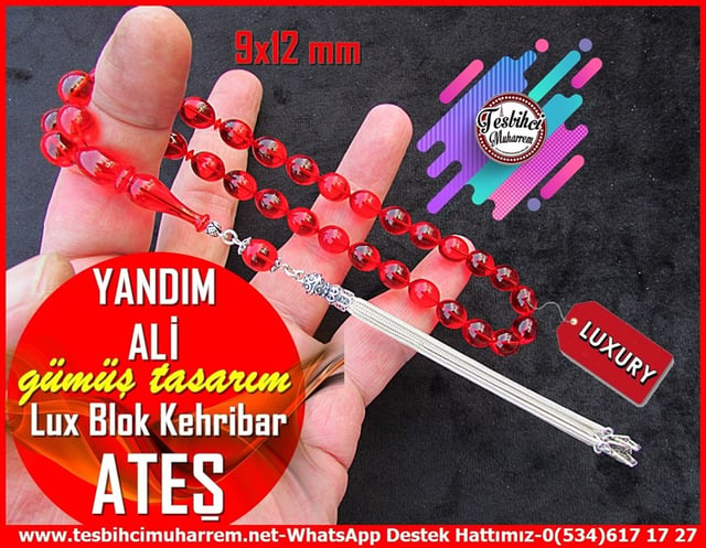 Ateş Kırmızı Ton TesbihlerTM11800Tesbih Lux Kırmızı Saydam Blok Ateş Kehribar Uzun İpek Püsküllü Yandım Ali Tesbih Lux Kırmızı Saydam Blok Ateş Kehribar Uzun İpek Püsküllü Yandım Ali 