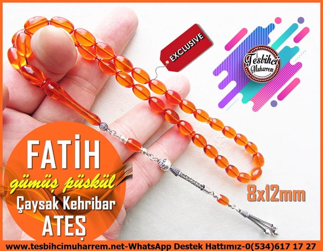 Tütün Ton TesbihlerTM12849Tespih Ateş Kehribar Çaysak Gümüş Püsküllü Beyzi Fatih TesbihTespih Ateş Kehribar Çaysak Gümüş Püsküllü Beyzi Fatih Tesbih