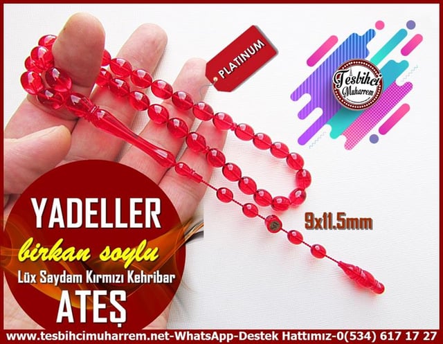 Ateş Kırmızı Ton TesbihlerTM12713Tespih Ateş Kehribar Saydam Kırmızı Beyzi Kesim Yadeller TesbihTespih Ateş Kehribar Saydam Kırmızı Beyzi Kesim Yadeller Tesbih