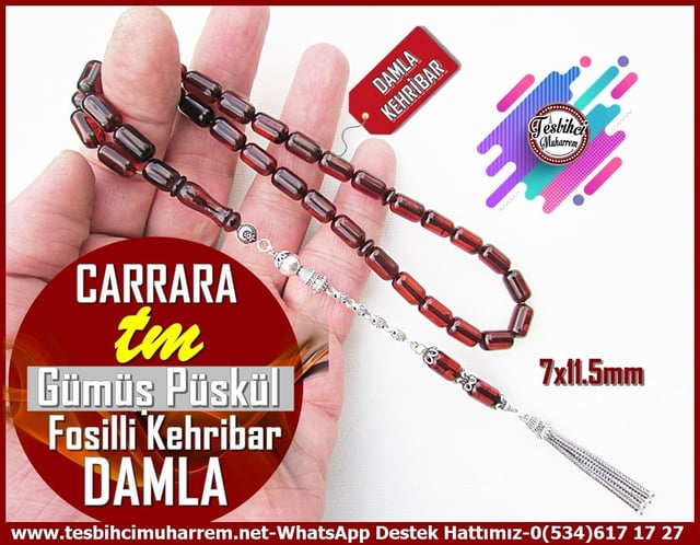  Damla Kehribar TesbihlerTM13151Tespih Damla Kehribar I Kapsül Kesim Fosilli Gümüş Püskül Carrara TesbihTespih Damla Kehribar I Kapsül Kesim Fosilli Gümüş Püskül Carrara Tesbih