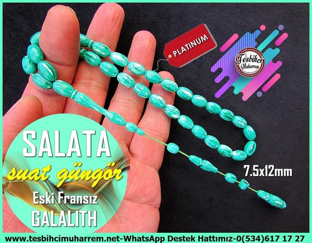 Galanit TesbihTM12905Tespih Galalith Eski Fransız Badem Kesim Muazzam Salata Tesbih Tespih Galalith Eski Fransız Badem Kesim Muazzam Salata Tesbih 