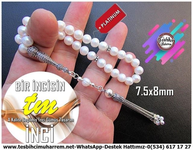 İnci TesbihTM12748Tespih İnci A Kalite Seçilmiş Malzeme Gümüş Tasarım İnci Tanem TesbihTespih İnci A Kalite Seçilmiş Malzeme Gümüş Tasarım İnci Tanem Tesbih