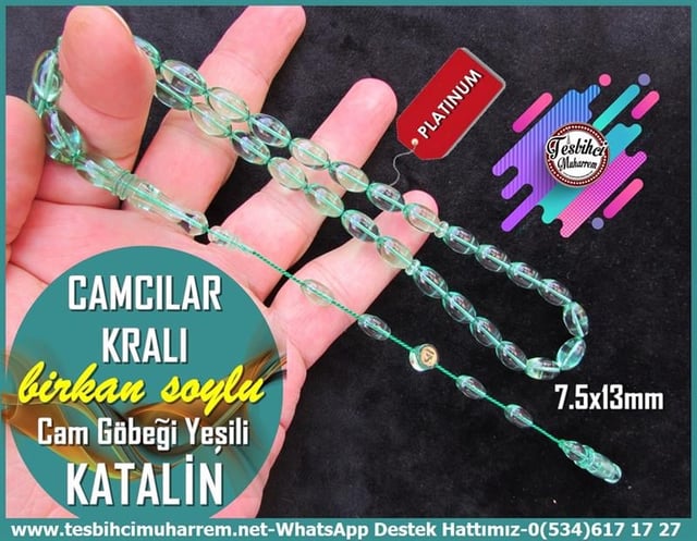 Katalin Ve Bağa TesbihlerTM12582Tespih Katalin Cam Göbeği Yeşili Badem Kesim Camcılar Kralı TesbihTespih Katalin Cam Göbeği Yeşili Badem Kesim Camcılar Kralı Tesbih