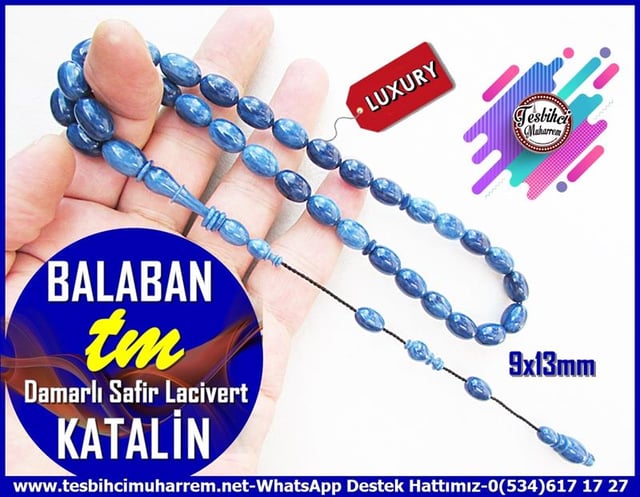 Katalin Ve Bağa TesbihlerTM12570/ATespih Katalin Damarlı Lacivert Beyzi Kesim Balaban TesbihTespih Katalin Damarlı Lacivert Beyzi Kesim Balaban Tesbih